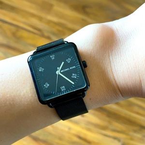 Michael kors black mesh wrap watch